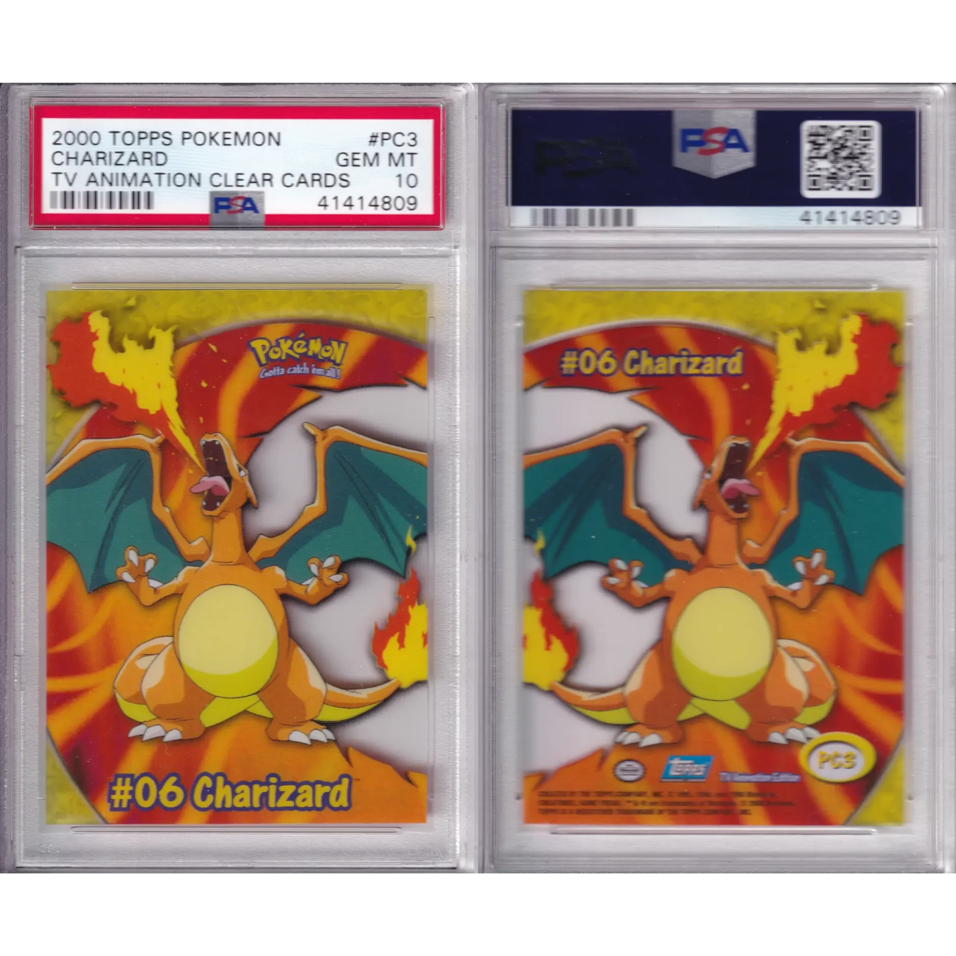 Topps Pok Mon Tv Animation Clear Cards Charizard Psa